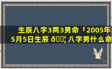 生辰八字3两3男命「2005年5月5日生辰 🐦 八字男什么命」